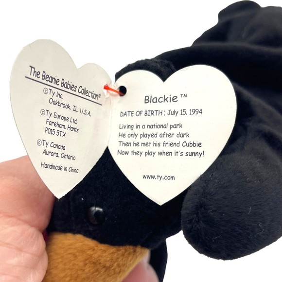 Ty Beanie Baby Babies BLACKIE The Black Bear Original Vintage Plush Stuffed Toy - Picture 8 of 11